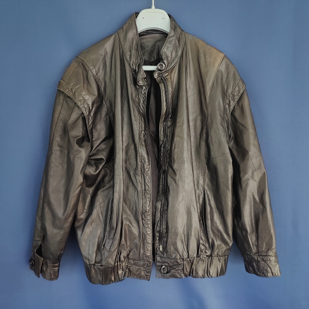 Women's Black leather Bike jacket w/ pockets